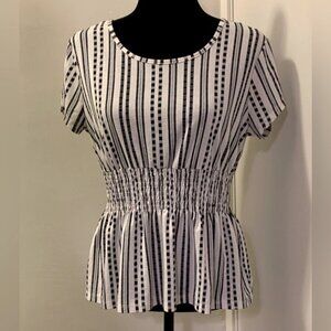 NEW & NEXT Ruched Waist Tie Back Peplum Top